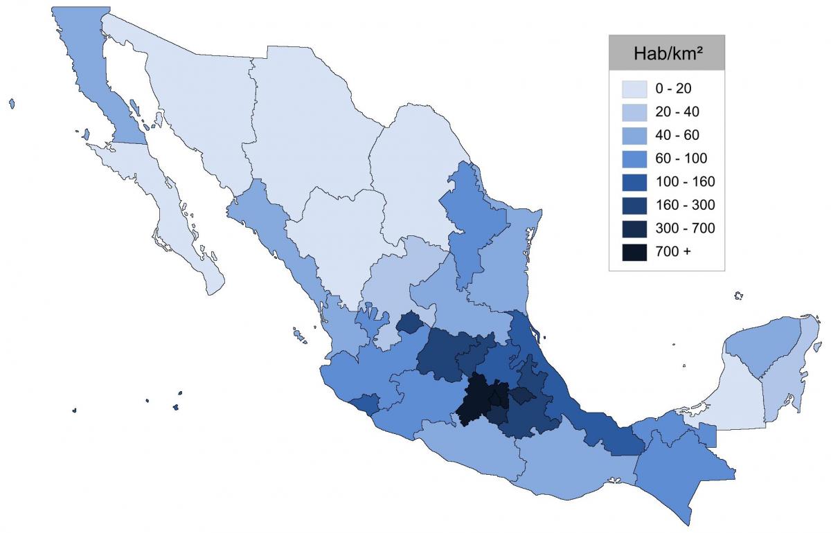 Carte de la densité du Mexique