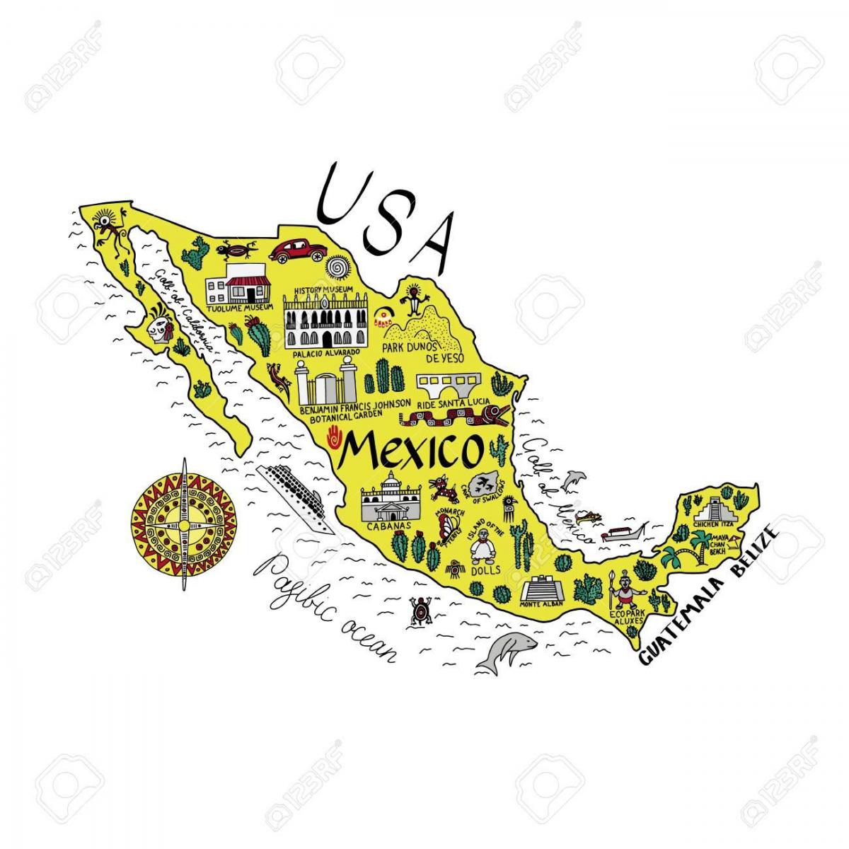 Carte des attractions touristiques du Mexique