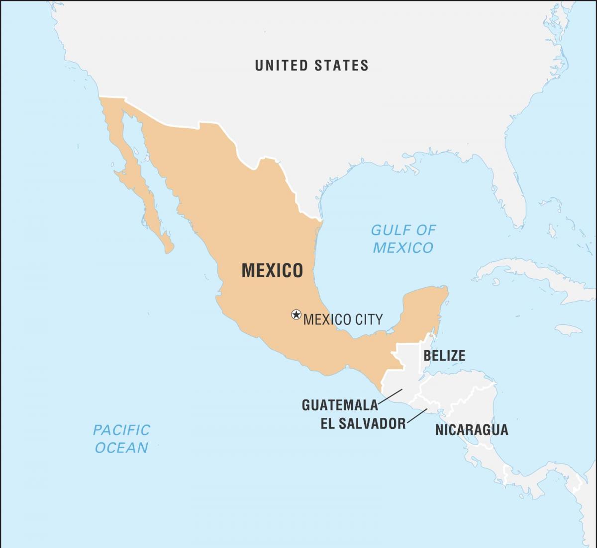 Carte du Mexique et des pays limitrophes