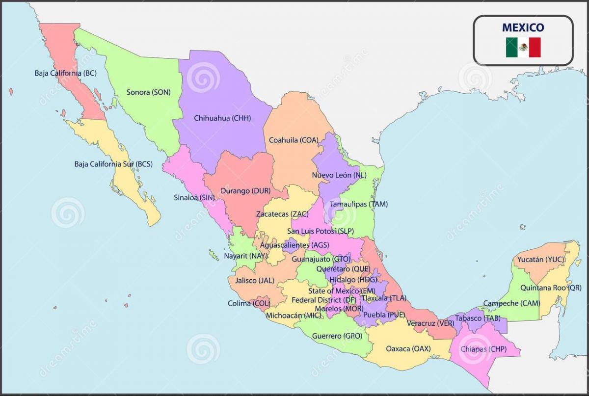 Carte administrative du Mexique