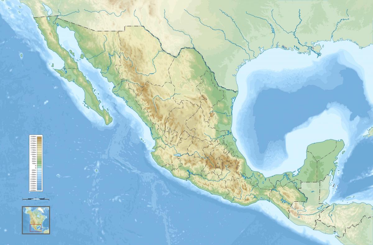 Carte topographique du Mexique